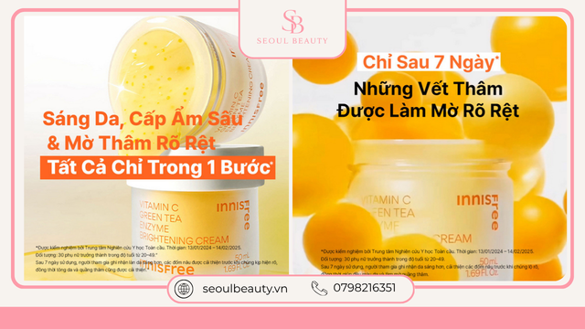 Kem dưỡng da làm sáng da Innisfree Green Tea Enzyme Vitamin C