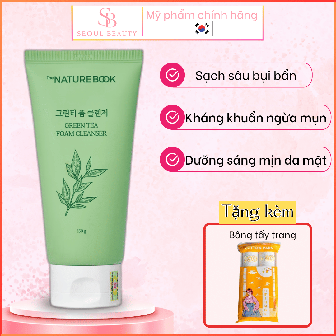 Sữa rửa mặt Nature Book Green Tea Foam Cleanser