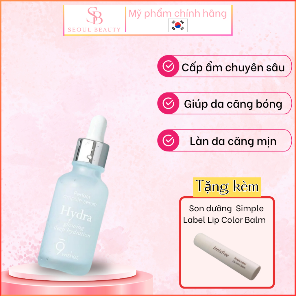 9 Wishes Hydra Skin Ampule II 30ml Cấp Ẩm Chuyên Sâu Cho Da