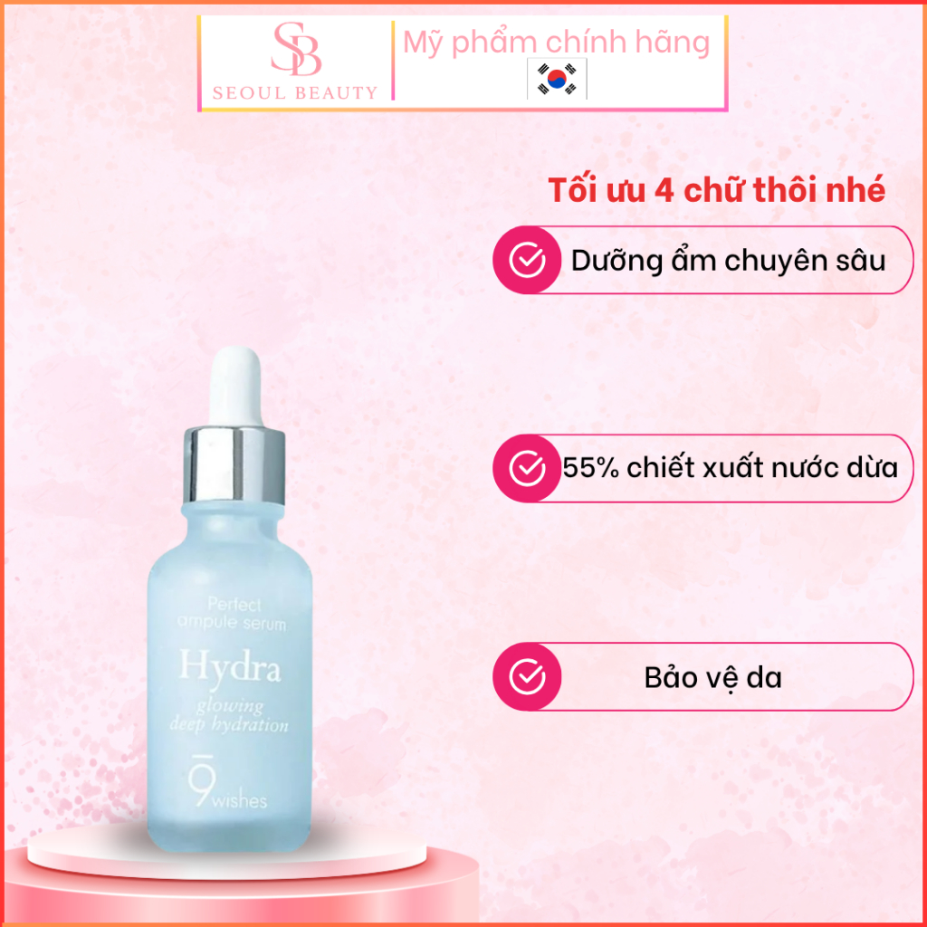 9 Wishes Hydra Skin Ampule II 30ml Cấp Ẩm Chuyên Sâu Cho Da - Ảnh 2