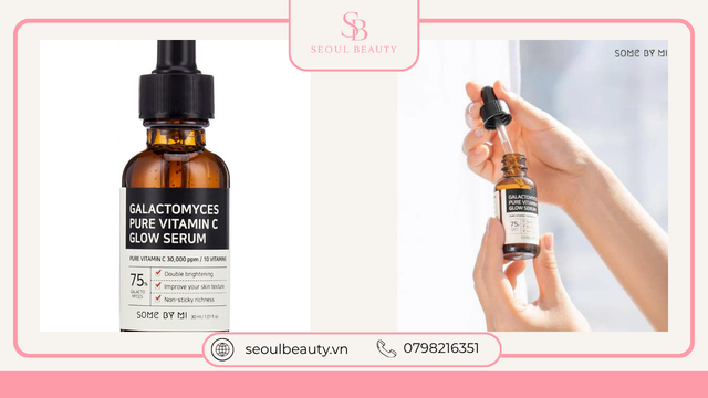 Serum Hàn Quốc Some By Mi Galactomyces Pure Vitamin C Glow Serum kết hợp Galactomyces và Vitamin C, giúp dưỡng sáng da, cấp ẩm, hỗ trợ làm mờ thâm và mang lại làn da rạng rỡ.