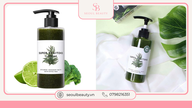 Sữa Rửa Mặt Rau Củ Super Vegitoks Cleanser màu xanh