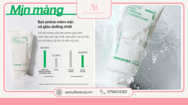 Sữa rửa mặt Innisfree Green Tea Hydrating Amino Cleansing Foam